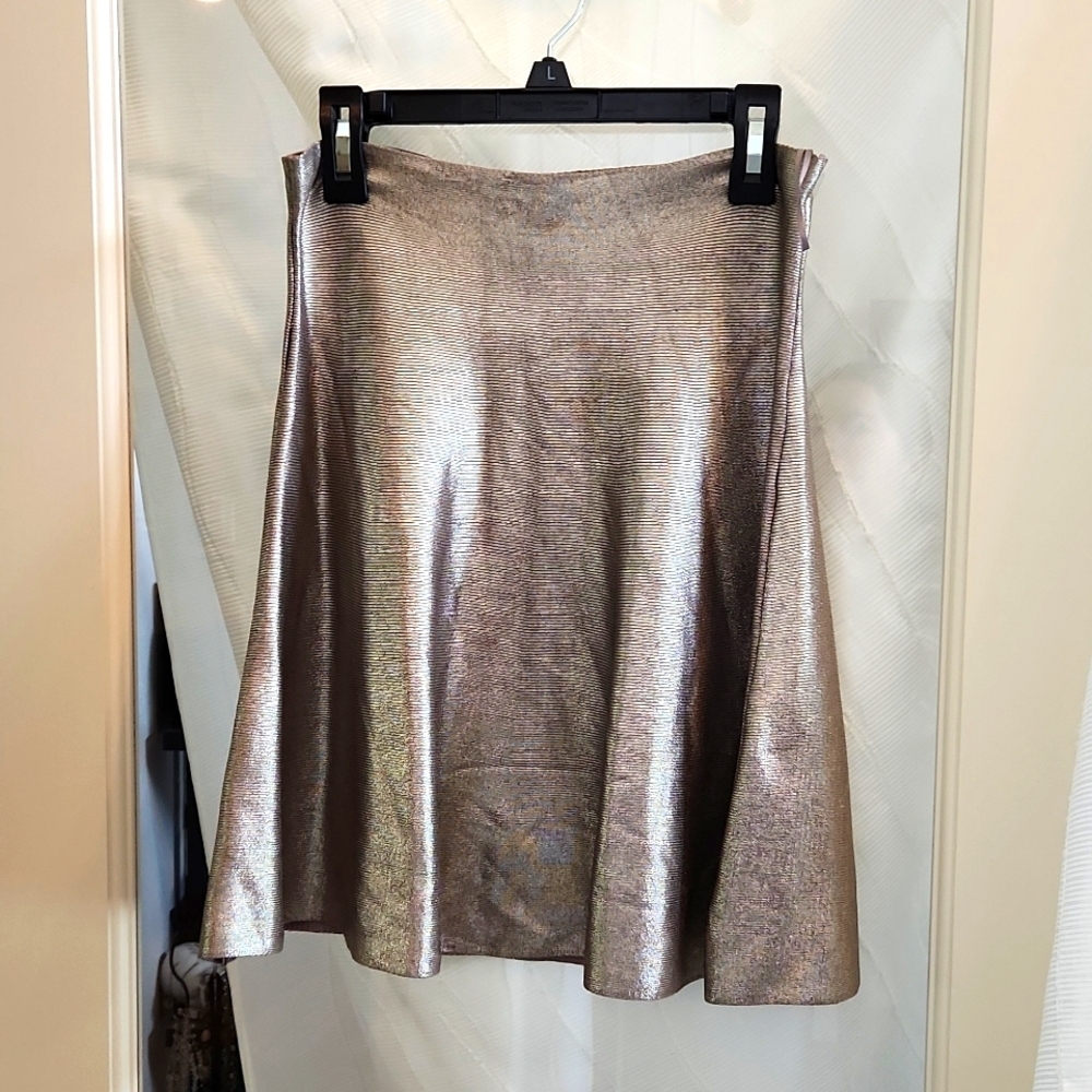 NWT Zara Knit Goldtone Knit Midi Skirt